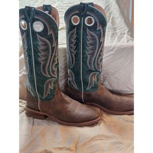 Justin Boots Teal and Brown Cowboy Boots